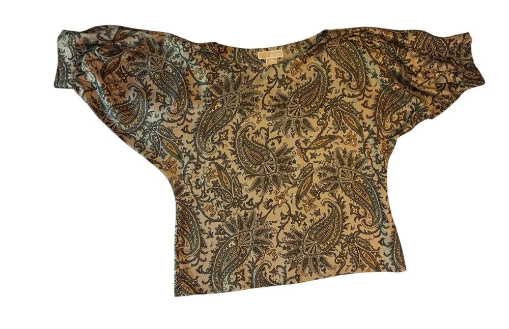 MICHAEL Michael Kors Silk Paisley Draped Top SZ L